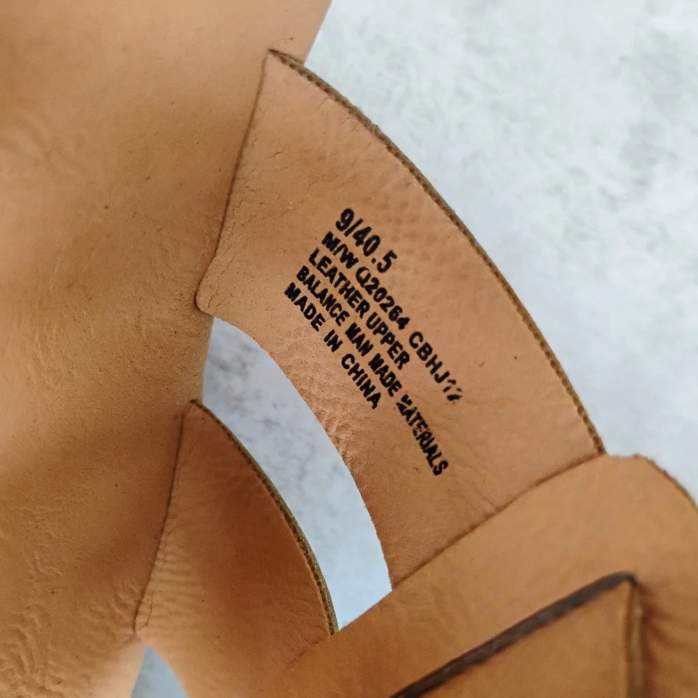 Korks by‎ Kork-Ease Brie Wedge Sandals Neutral Beige Leather Confort Size 9